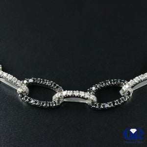White & Black Diamond Large Cable Chain Necklace In 14K White Gold 18" - Diamond Rise Jewelry
