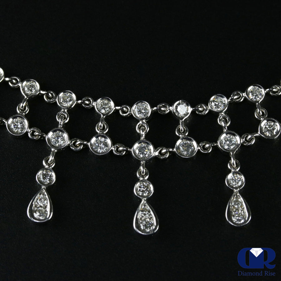 Diamond Necklace In Soft Flexible 18K White Gold 16" - Diamond Rise Jewelry