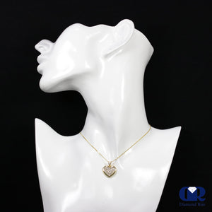 Women's Round Cut Diamond Heart Shaped Pendant Necklace In 14K Yellow Gold - Diamond Rise Jewelry