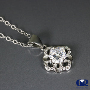 0.60 Carat Round Cut Diamond Pendant 14K White Gold With Chain - Diamond Rise Jewelry