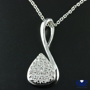 Round Cut Diamond Pear Shaped Twist Pendant Necklace 14K White Gold With 16" Chain - Diamond Rise Jewelry