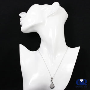 Round Cut Diamond Pear Shaped Twist Pendant Necklace 14K White Gold With 16" Chain - Diamond Rise Jewelry