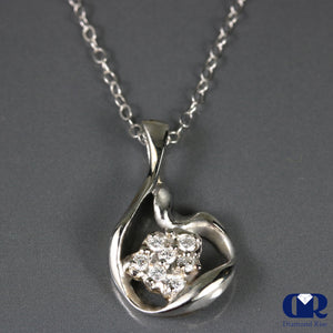 0.25 Ct Round Cut Diamond Pendant Necklace 14K White Gold With Chain - Diamond Rise Jewelry