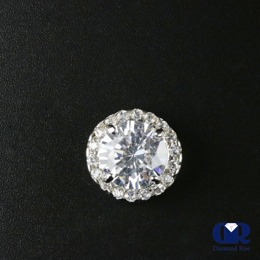 Women's 1.96 Carat Round Cut Diamond Solitaire Diamond Pendant Necklace In 14K White Gold - Diamond Rise Jewelry