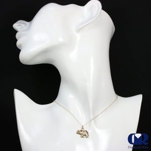 Solid 14K Yellow Gold Elephant Pendant With 16" Chain - Diamond Rise Jewelry