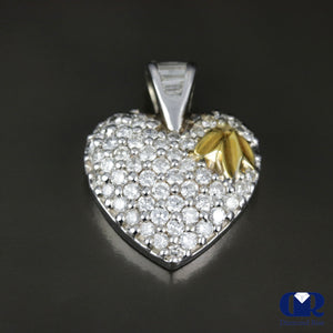 Women's Round Cut Diamond Heart Pendant Necklace In 14K White Gold - Diamond Rise Jewelry