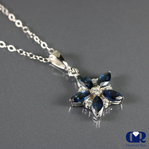 Natural 1.89 Ct Diamond & Sapphire Pendant In 14K Gold With 16" Chain - Diamond Rise Jewelry