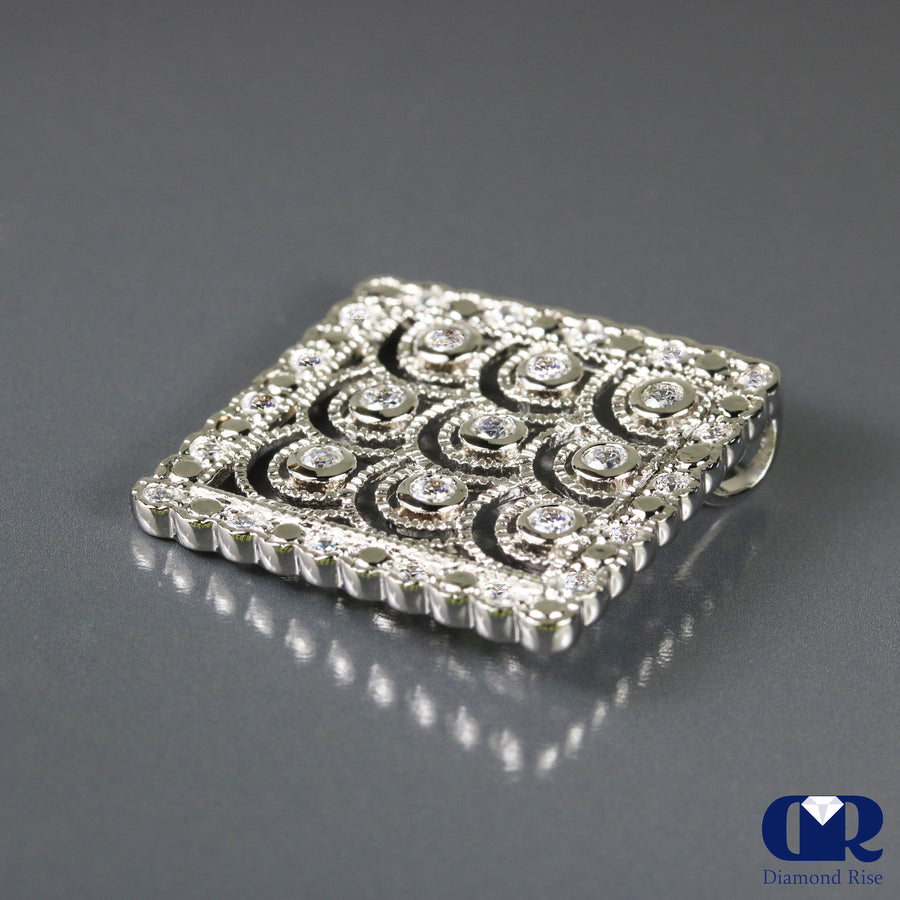 1.10 Ct Round Cut Diamond Diamond Shaped Pendant In 14K Gold - Diamond Rise Jewelry