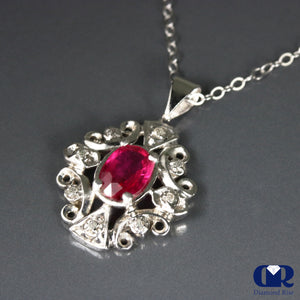1.15 Ct Ruby & Diamond Pendant Necklace 14K With 16" Chain - Diamond Rise Jewelry