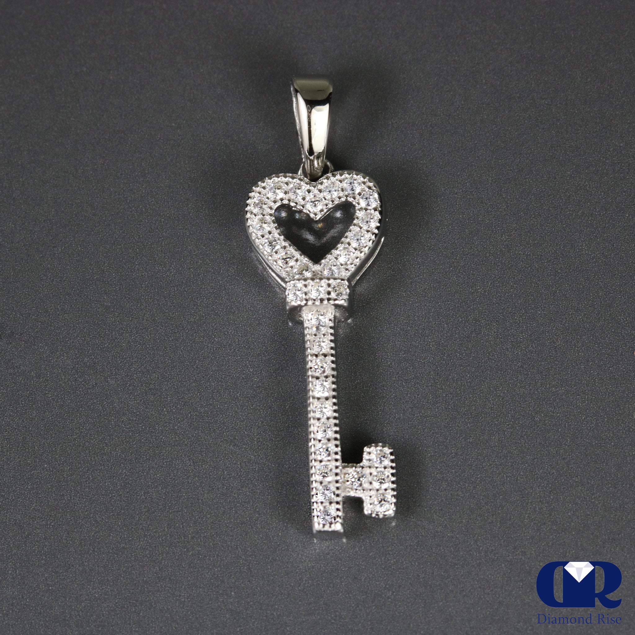 Gold Heart Key Necklace Open Heart Key Pendant 14K Gold 