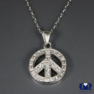 0.38 Ct Round Cut Diamond Peace Charm Pendant 14K Gold With 16" Chain - Diamond Rise Jewelry