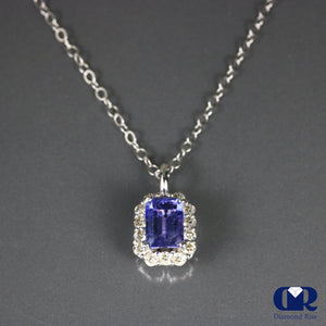 1.50 Carat Tanzanite & Diamond Pendant Necklace 14K Gold With 16" Chain - Diamond Rise Jewelry