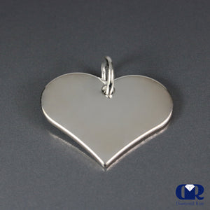 Solid 14K White Gold Heart Shaped Pendant Necklace With Chain - Diamond Rise Jewelry