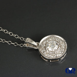 Natural Diamond Pendant Necklace 0.76 Carat 14K White Gold With 16" Chain