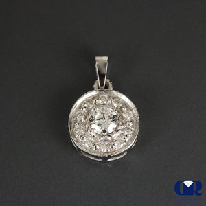 Natural Diamond Pendant Necklace 0.76 Carat 14K White Gold With 16" Chain