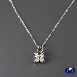 Natural 0.20 Carat Round Cut Diamond Pendant Necklace 14K White Gold W/Chain
