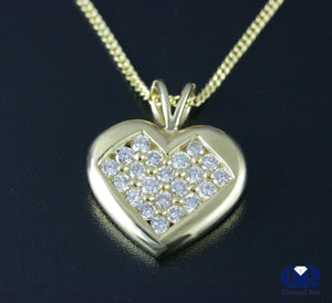 Women's Round Cut Diamond Heart Pendant Necklace In 14K Yellow Gold - Diamond Rise Jewelry