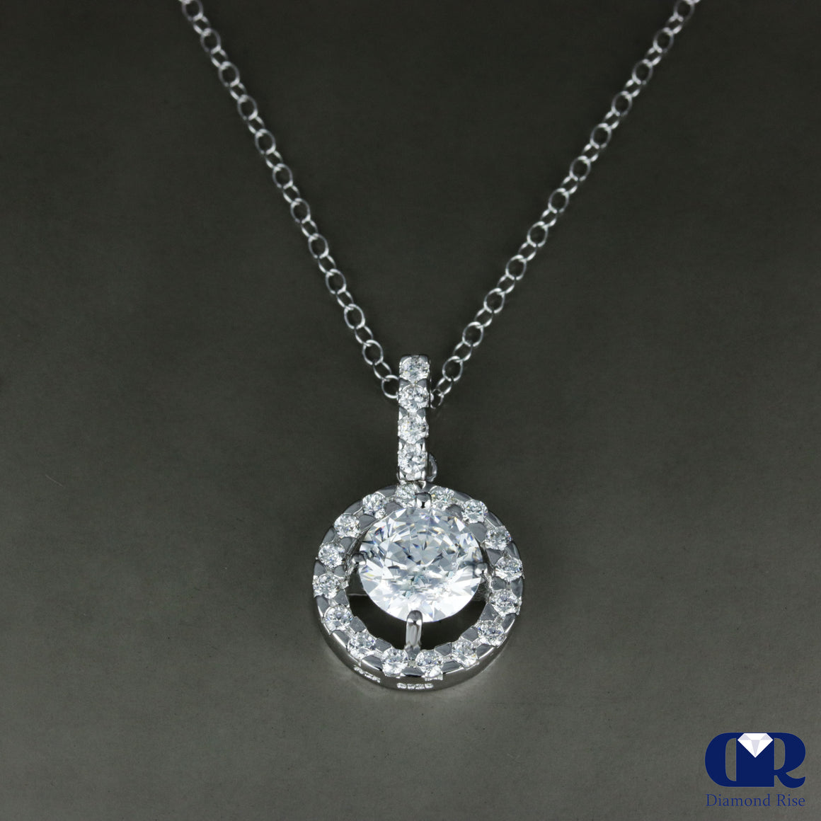 2.46 Carat Round Cut Diamond Pendant Necklace In 14K Gold - Diamond Rise Jewelry