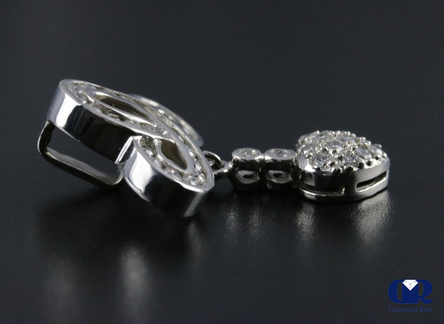 Women's Round Cut Diamond Slide Pendant Necklace In 14K White Gold - Diamond Rise Jewelry