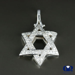 Women's Round Cut Diamond Star Shaped Pendant Necklace In 14K White Gold - Diamond Rise Jewelry