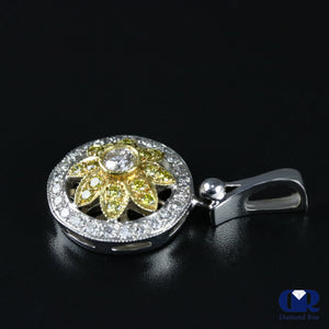 Women's White & Yellow Diamond Pendant Necklace White & Yellow Gold W/16" Chain - Diamond Rise Jewelry