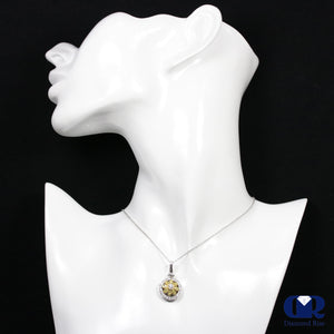 0.98 Carat Round Cut Diamond Pendant 14k White & Yellow Gold - Diamond Rise Jewelry
