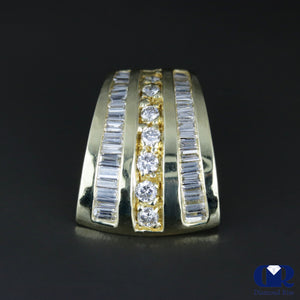 Women's Round & Baguette Diamond Slide Pendant Necklace In 14K Yellow Gold - Diamond Rise Jewelry