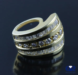 Women's Round & Baguette Diamond Slide Pendant Necklace In 14K Yellow Gold - Diamond Rise Jewelry