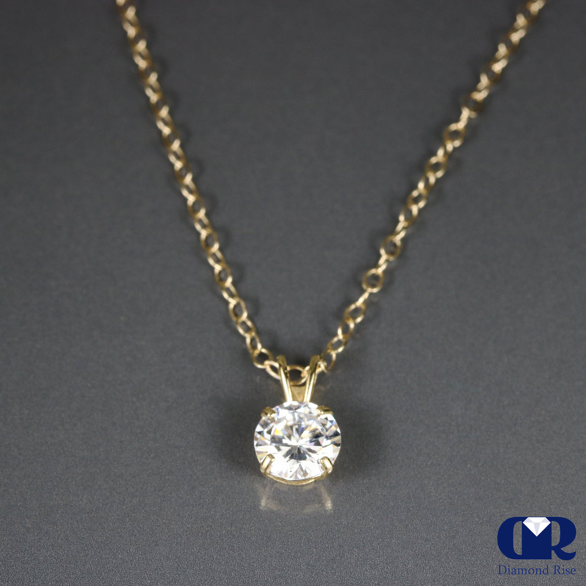 0.50 Ct Round Cut Diamond Solitaire Pendant Necklace 14K Gold With Chain - Diamond Rise Jewelry