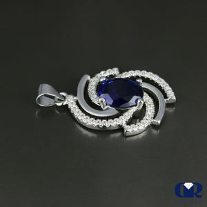 Women's Oval Sapphire & Diamond Pendant In 14K Gold - Diamond Rise Jewelry