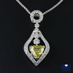 Women's Fancy Yellow Heart Shaped Diamond Pendant Necklace In 18K White Gold - Diamond Rise Jewelry