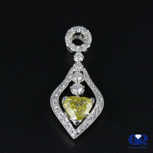 Women's Fancy Yellow Heart Shaped Diamond Pendant Necklace In 18K White Gold - Diamond Rise Jewelry