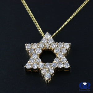 1.05 Ct Round Cut Diamond Star Shaped Pendant In 14K Yellow Gold - Diamond Rise Jewelry