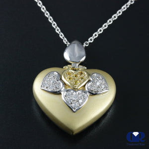 Women's Large Diamond Heart Shaped Pendant Necklace In 14K Yellow Gold & White Gold - Diamond Rise Jewelry