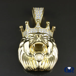Men's Lion Diamond Pendant In 10K Yellow Gold - Diamond Rise Jewelry