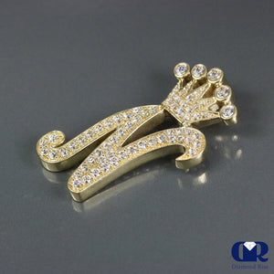 1.25 Ct Diamond Letter Pendant With Crown In 14K Gold - Diamond Rise Jewelry