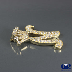 1.25 Ct Diamond Letter Pendant With Crown In 14K Gold - Diamond Rise Jewelry