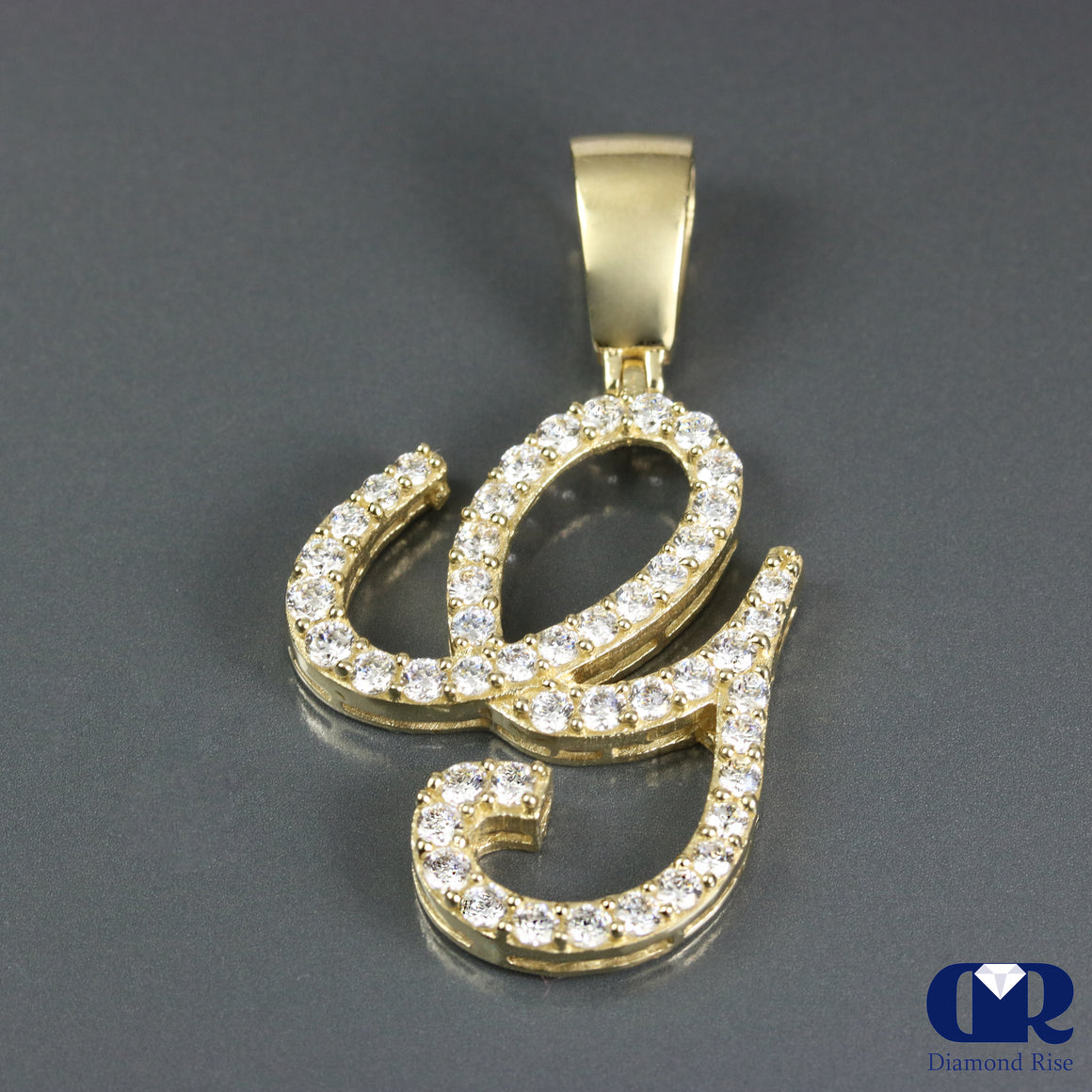 Diamond Script Letter Pendant In 14K Gold - Diamond Rise Jewelry