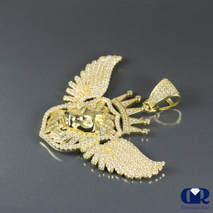 14K Gold Diamond Lion Head Pendant With Wings - Diamond Rise Jewelry