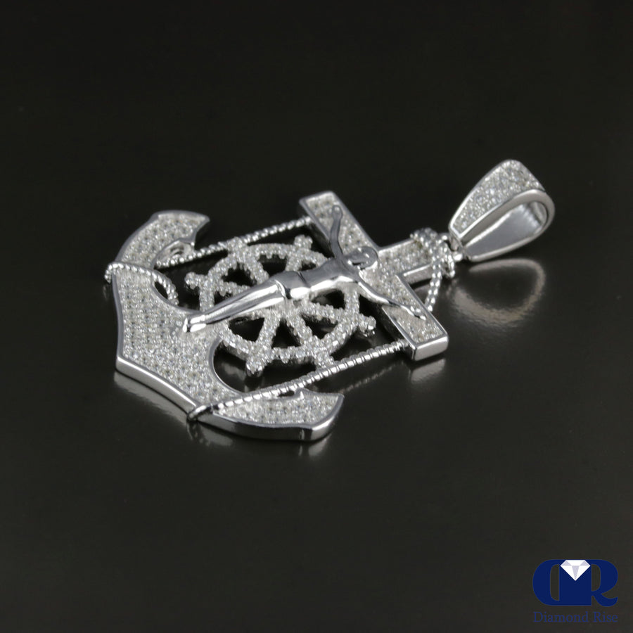 1.15 Carat Diamond 14K Gold Anchor Charm Pendant
