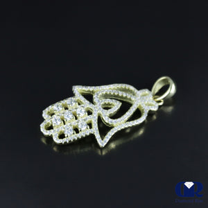 1.18 Carat Diamond Hamsa Hand Charm Pendant In 14K Gold