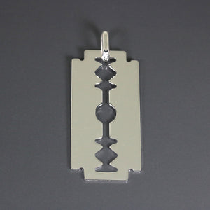 Men's Blade Shaped Pendants Necklace 14K Solid White Gold - Diamond Rise Jewelry