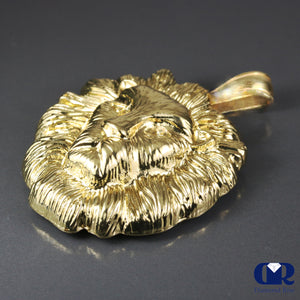 Solid 14K Yellow Gold Lion Head Pendant Necklace - Diamond Rise Jewelry