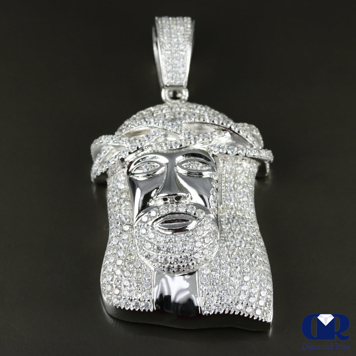 Crown of Thorns Jesus Diamond 10K White Gold Pendant - Diamond Rise Jewelry