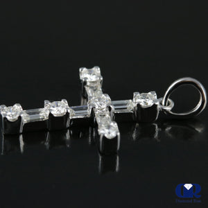0.50 Ct Diamond Crosse Pendant Necklace 14K White Gold With Chain - Diamond Rise Jewelry