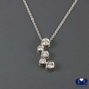 0.65 Round Cut Diamond Pendant In 14K White Gold With 16" - Diamond Rise Jewelry