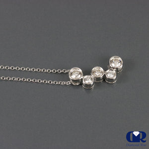 0.65 Round Cut Diamond Pendant In 14K White Gold With 16" - Diamond Rise Jewelry