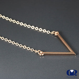 Solid 14K Gold V Shape Necklace 16" - Diamond Rise Jewelry