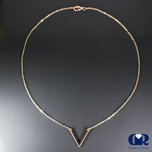 Solid 14K Gold V Shape Necklace 16" - Diamond Rise Jewelry