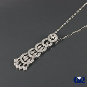 Round Cut Diamond 5 Loops Pendant In 18K White Gold With 16" Chain - Diamond Rise Jewelry